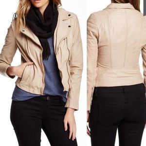 Muubaa Indus Leather Moto Jacket in Rose Size 2